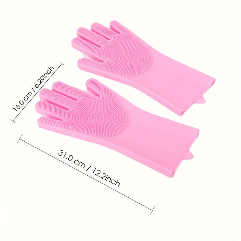 Pet Bathing Glove 2Pack Silicone Scrubber Mitt For Dogs And Cats Deshedding