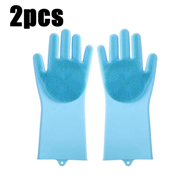 Pet Bathing Glove 2Pack Silicone Scrubber Mitt For Dogs And Cats Deshedding