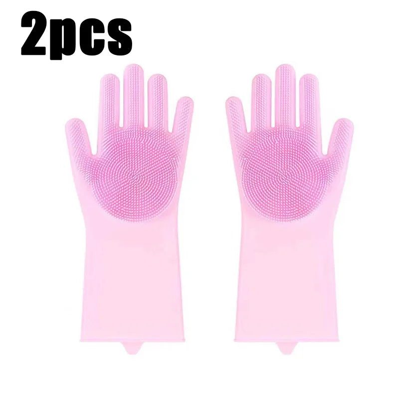 Pet Bathing Glove 2Pack Silicone Scrubber Mitt For Dogs And Cats Deshedding