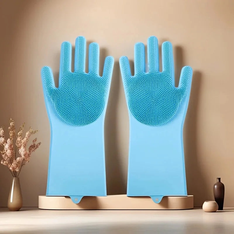 Pet Bathing Glove 2Pack Silicone Scrubber Mitt For Dogs And Cats Deshedding