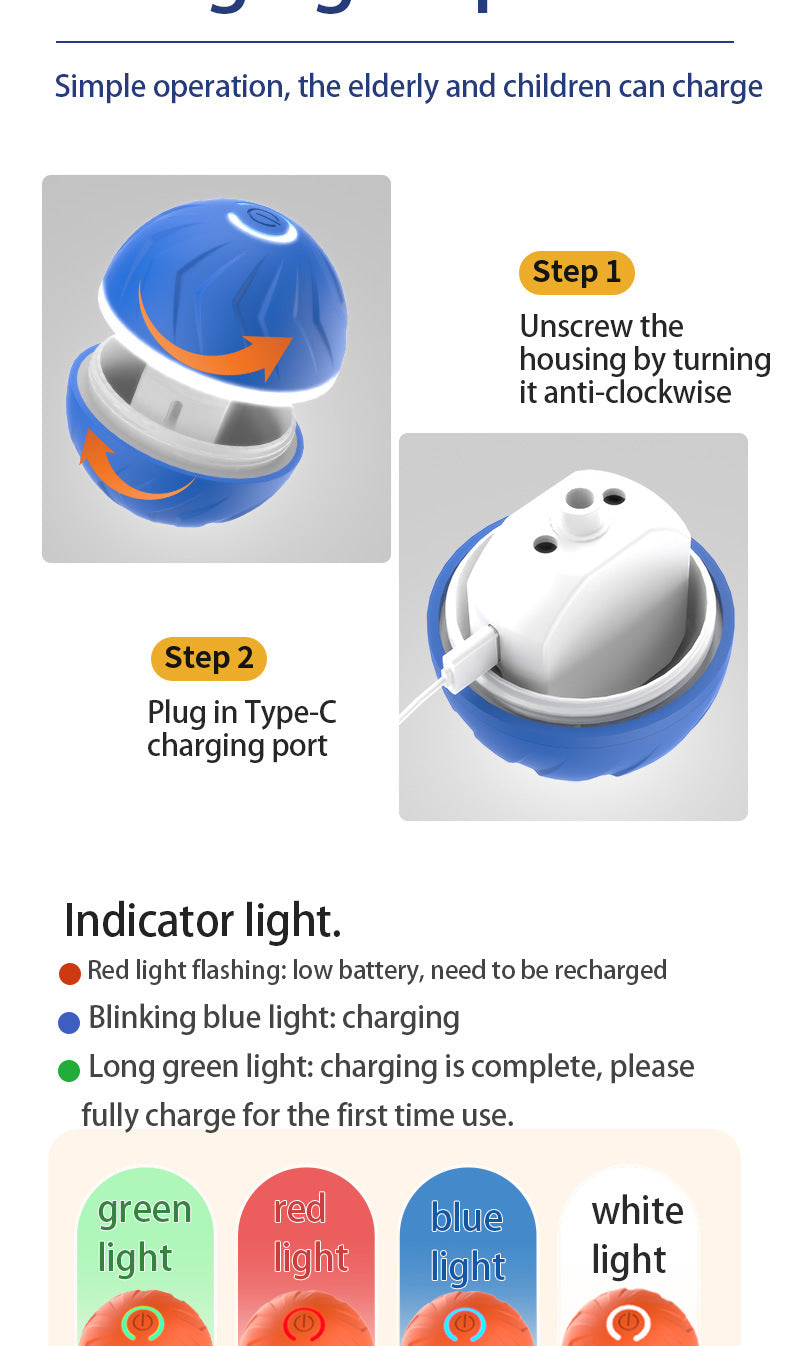 Dog Interactive Electric Rolling Ball Toy With Gravity Bouncing Action