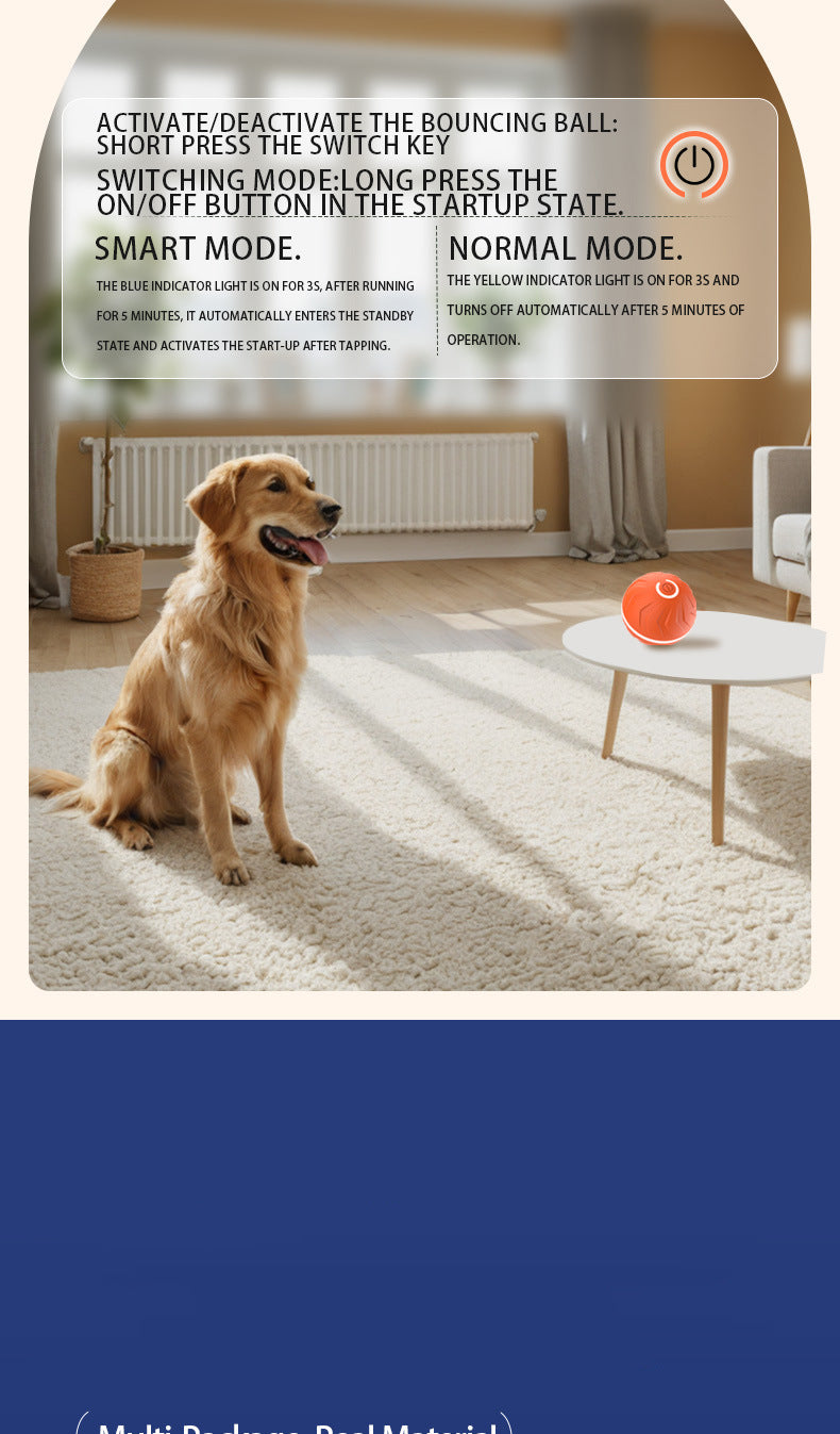 Dog Interactive Electric Rolling Ball Toy With Gravity Bouncing Action