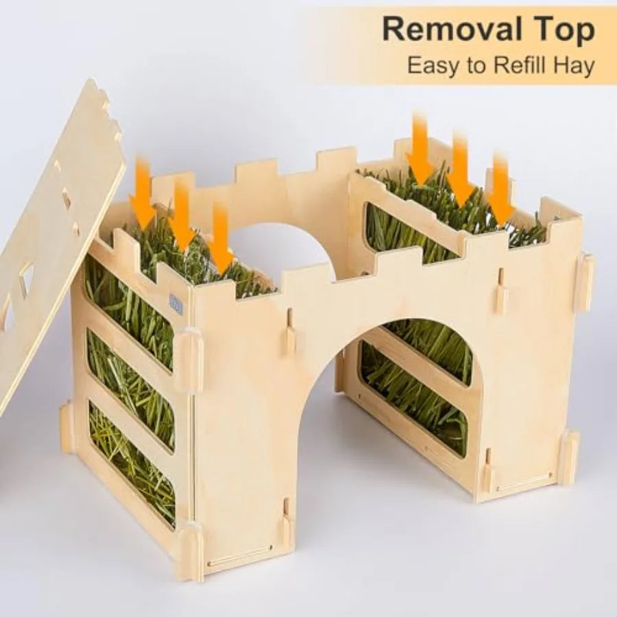 Gea Pig Wooden Hay Feeder For Rabbits Chinchillas Hamsters And Small Animals