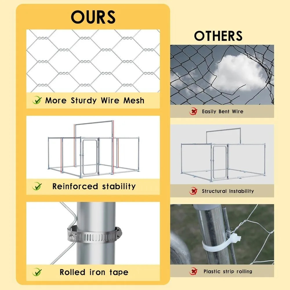 7.5 Ft Large Outdoor Dog Kennel With Roof Heavy Duty Galvanized Chain Link Run