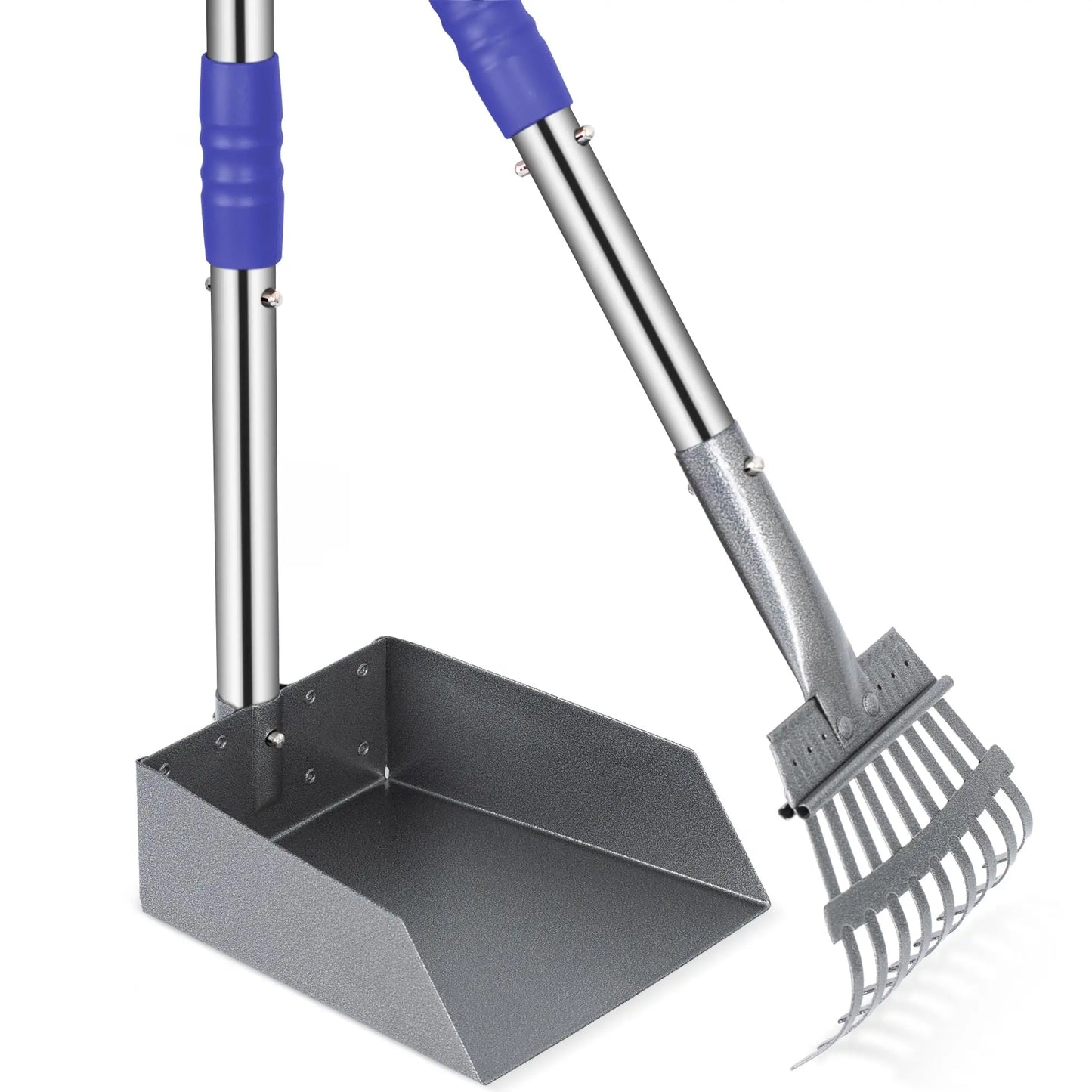 Dog Pooper Scooper Set with Adjustable Stainless Handles for Easy Waste Cleanup