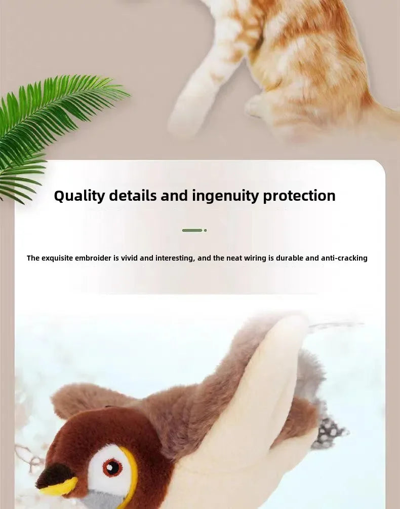 Catnip Interactive Squeaky Plush Bird Toy USB Rechargeable for Cats