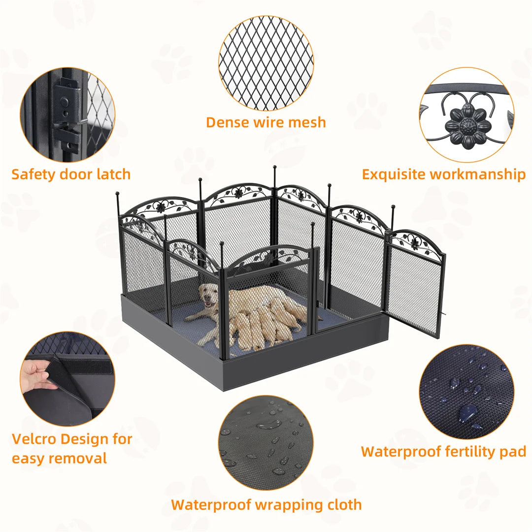 8 Panel Heavy Duty Dog Playpen Outdoor Indoor Metal Fence With Waterproof Pad