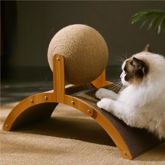 Wooden Cat Scratching Ball 2in1 Sisal Scratch Board Wear Resistant Paw Toy