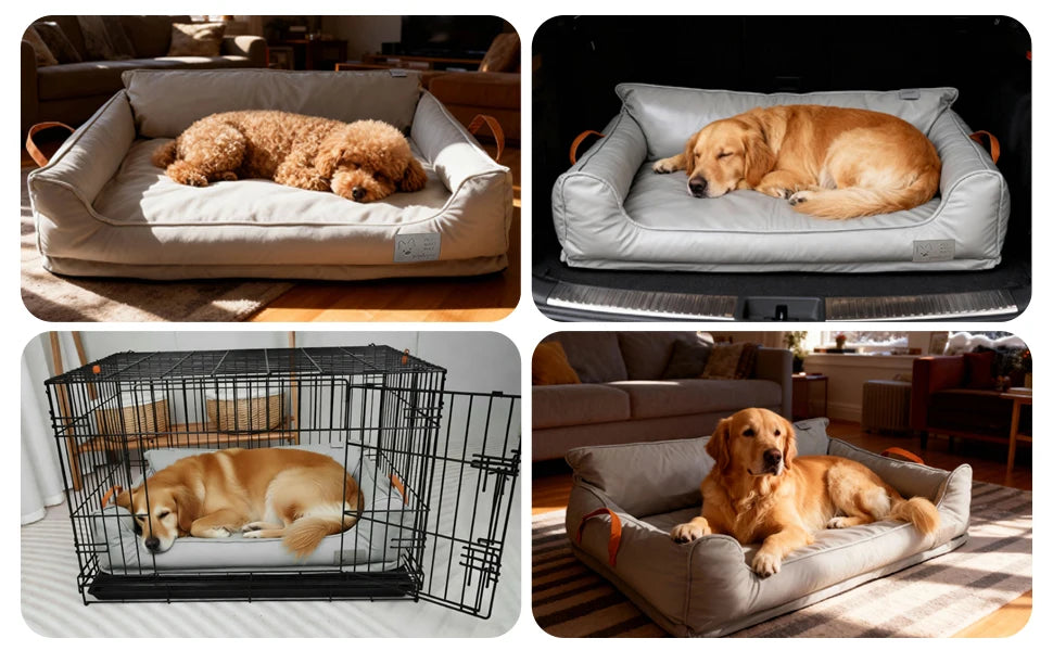 Leather Plush Donut Dog Bed For Large Dogs Snug Warm Cozy Rectangle