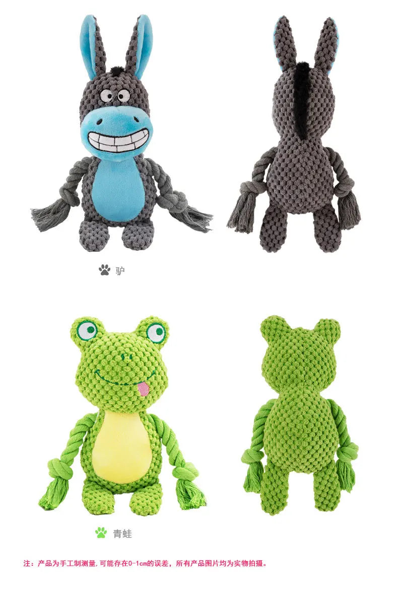 Indestructible Plush Dog Chew Toy With Squeaker And Rattle