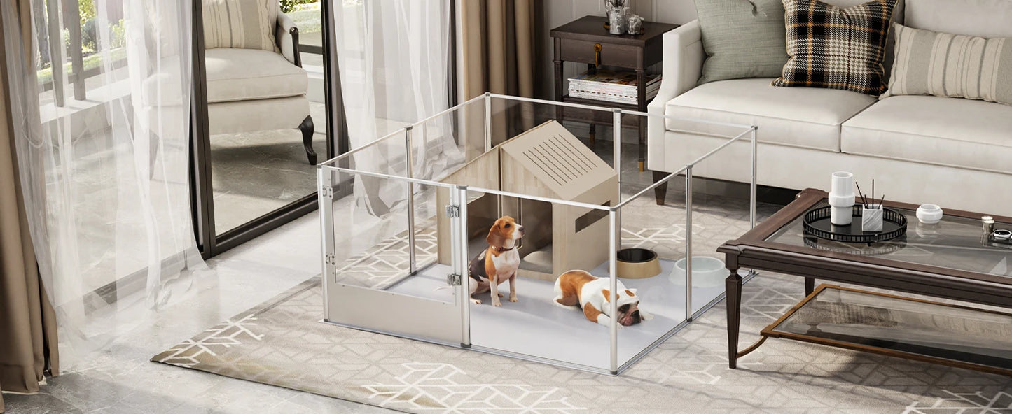 Extra Large Acrylic Dog Playpen Enclosure With Waterproof Pad For Pets