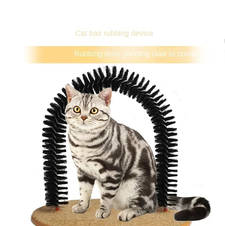 Cat Arch Self Grooming Massage Toy With Rubbing Brush And Scratching Pad