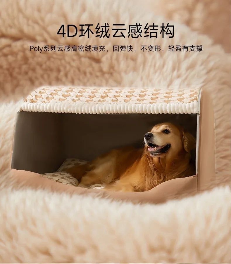 Large Dog Den Quilted Winter Cozy Pet Bed That Keeps Pets Warm Washable