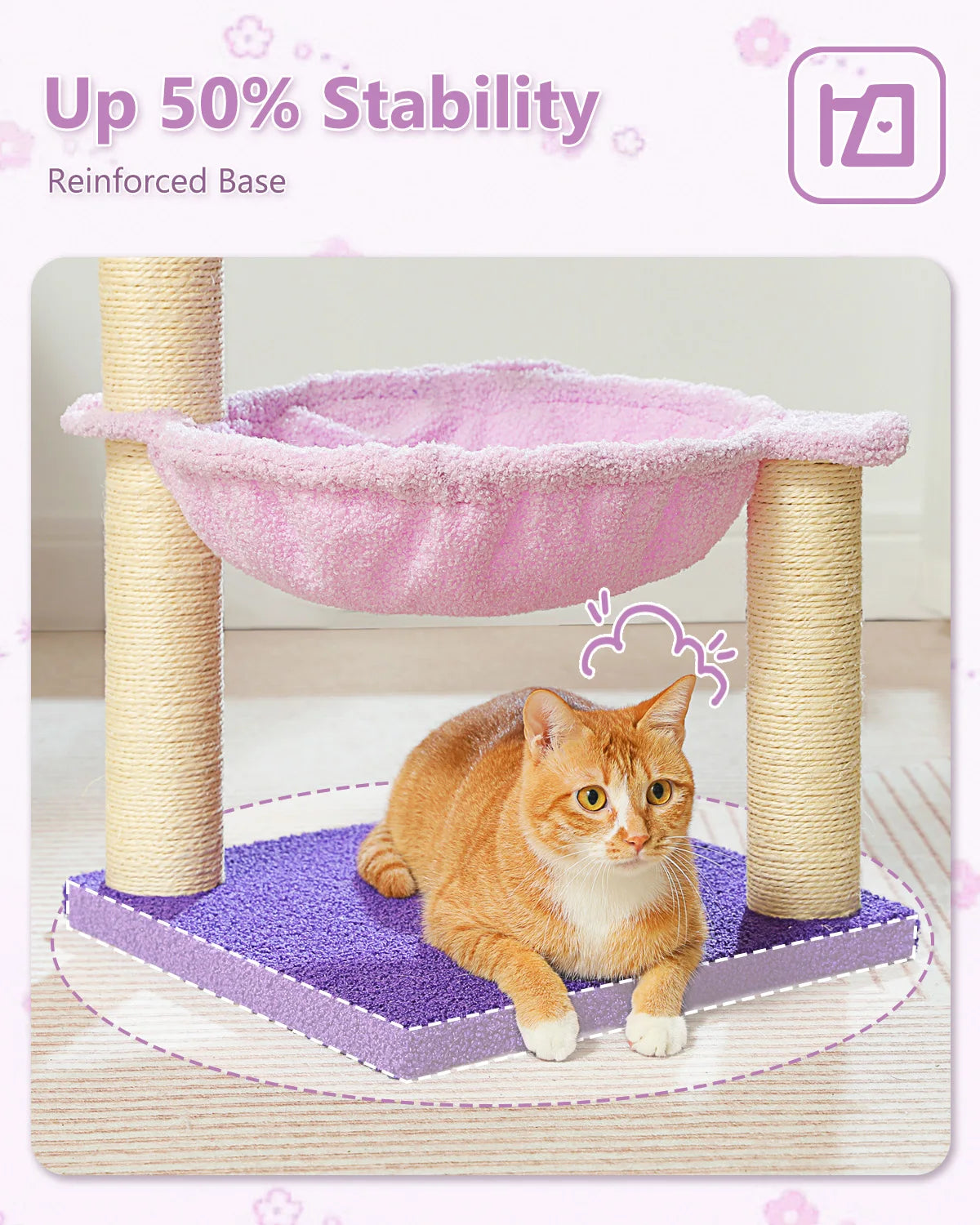 Flower Cat Tree With Large Hammock Perch And Sisal Scratching Post Indoor Tower