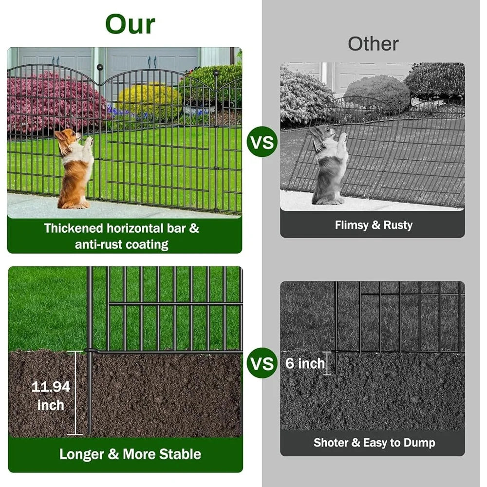 10 Panel No Dig Garden Fence 32 Inch High Rustproof Metal Dog Barrier 236 Feet