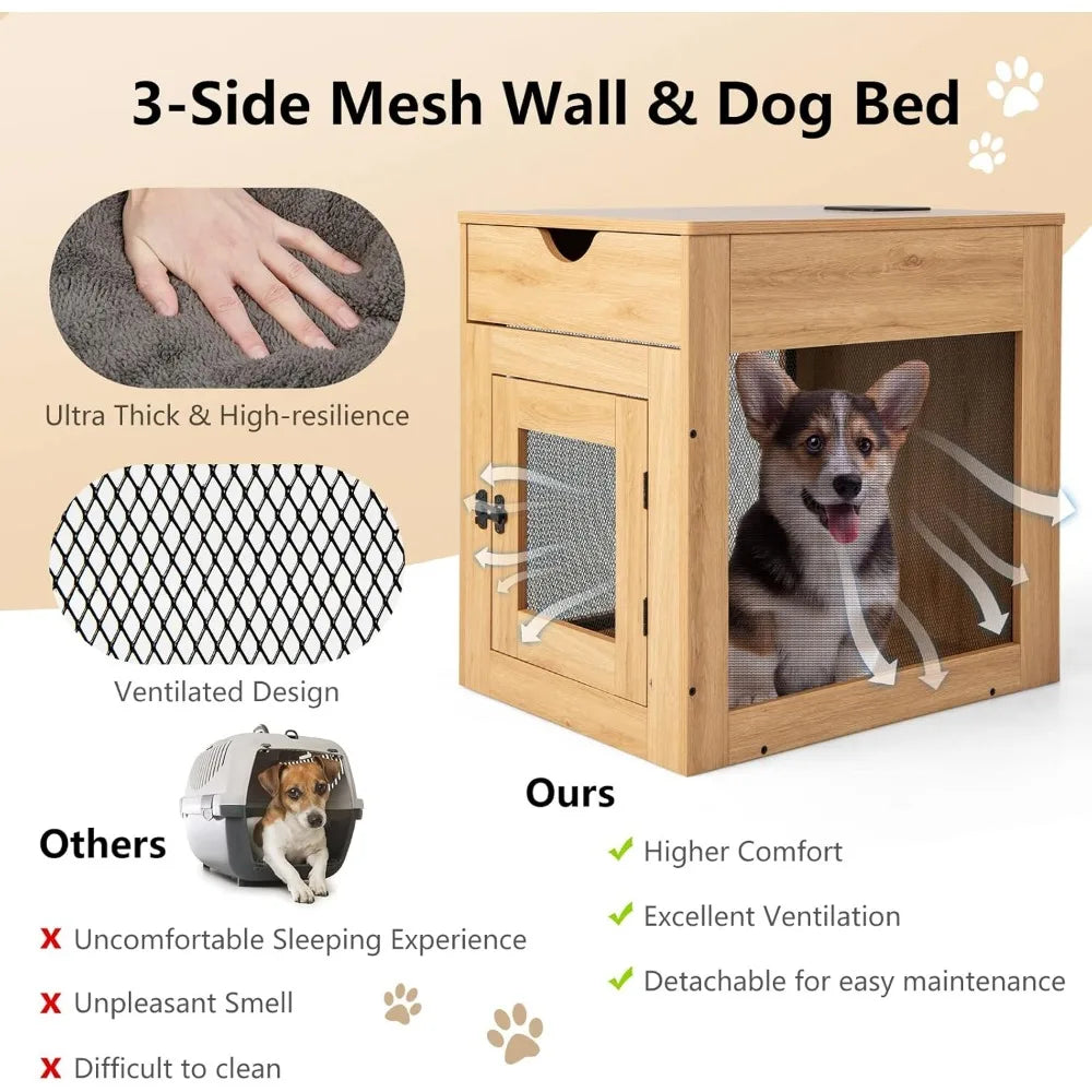 Masterpiece Dog Crate End Table With Wireless Charging And USB Ports