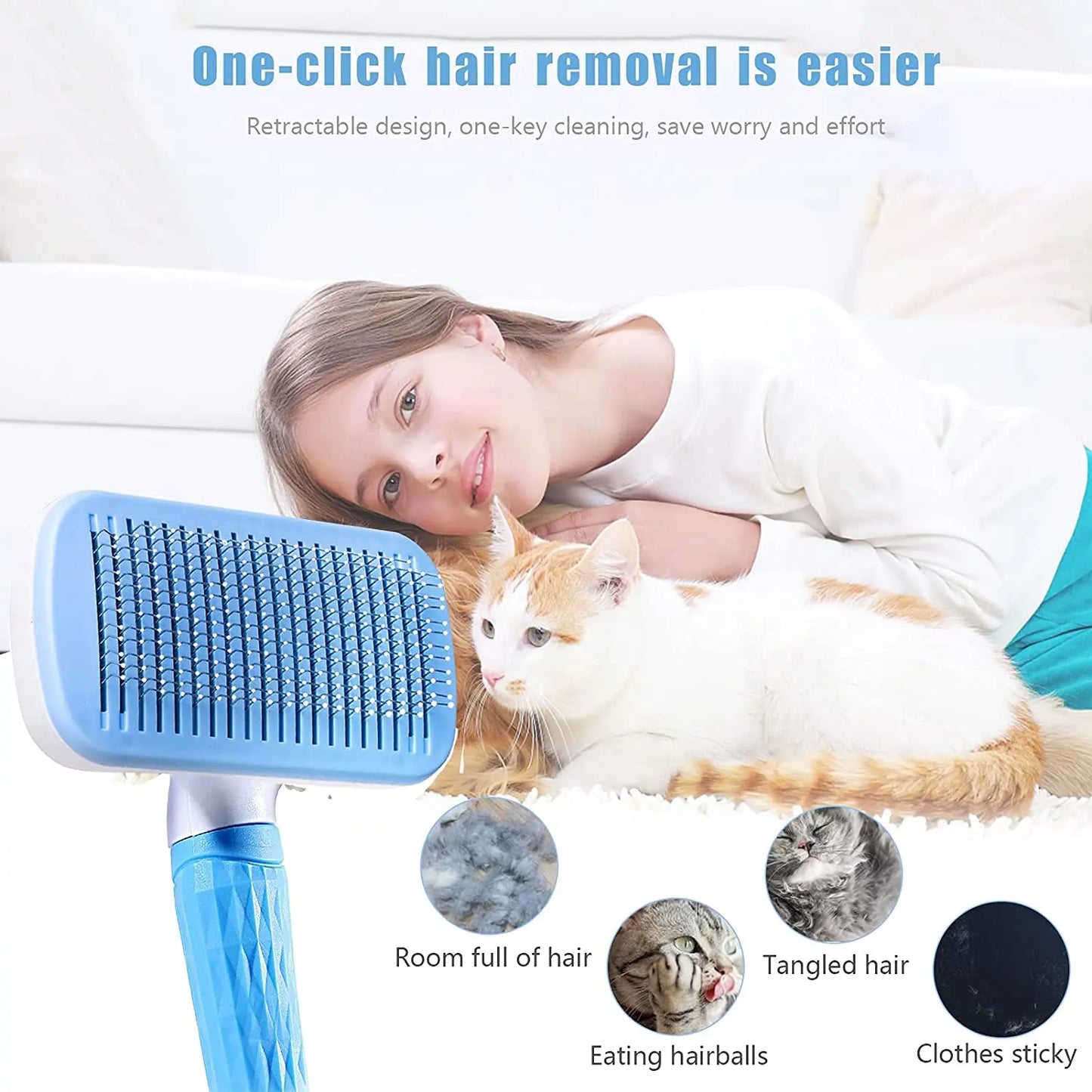 Dog Hair Remover Brush For Long Hair Pets Cat Hair Cleaner Grooming
