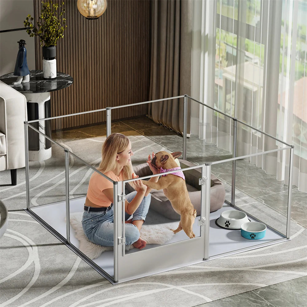Extra Large Acrylic Dog Playpen Enclosure With Waterproof Pad For Pets