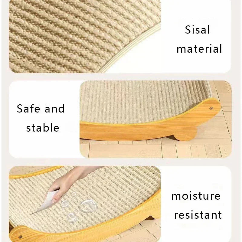 Wooden Cat Scratching Pad With Detachable Bed Multifunction Wear Resistant Toy