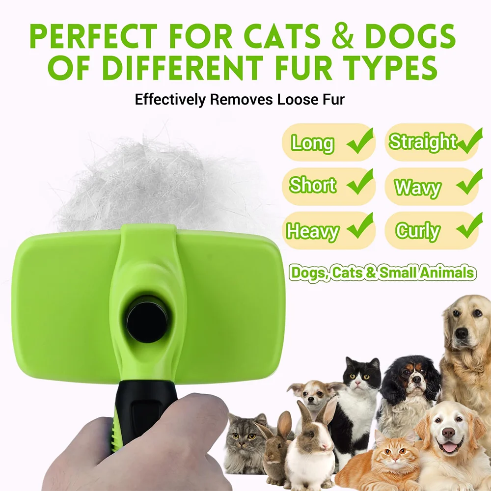 Self Cleaning Pet Brush For Dogs And Cats Gentle Hair Removal Comb