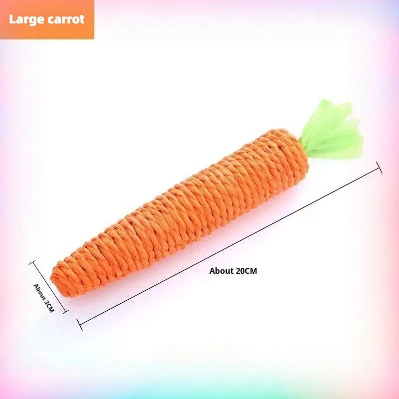 Carrot Shaped Cat Teething Toy With Hemp Rope Interactive Chew Toy