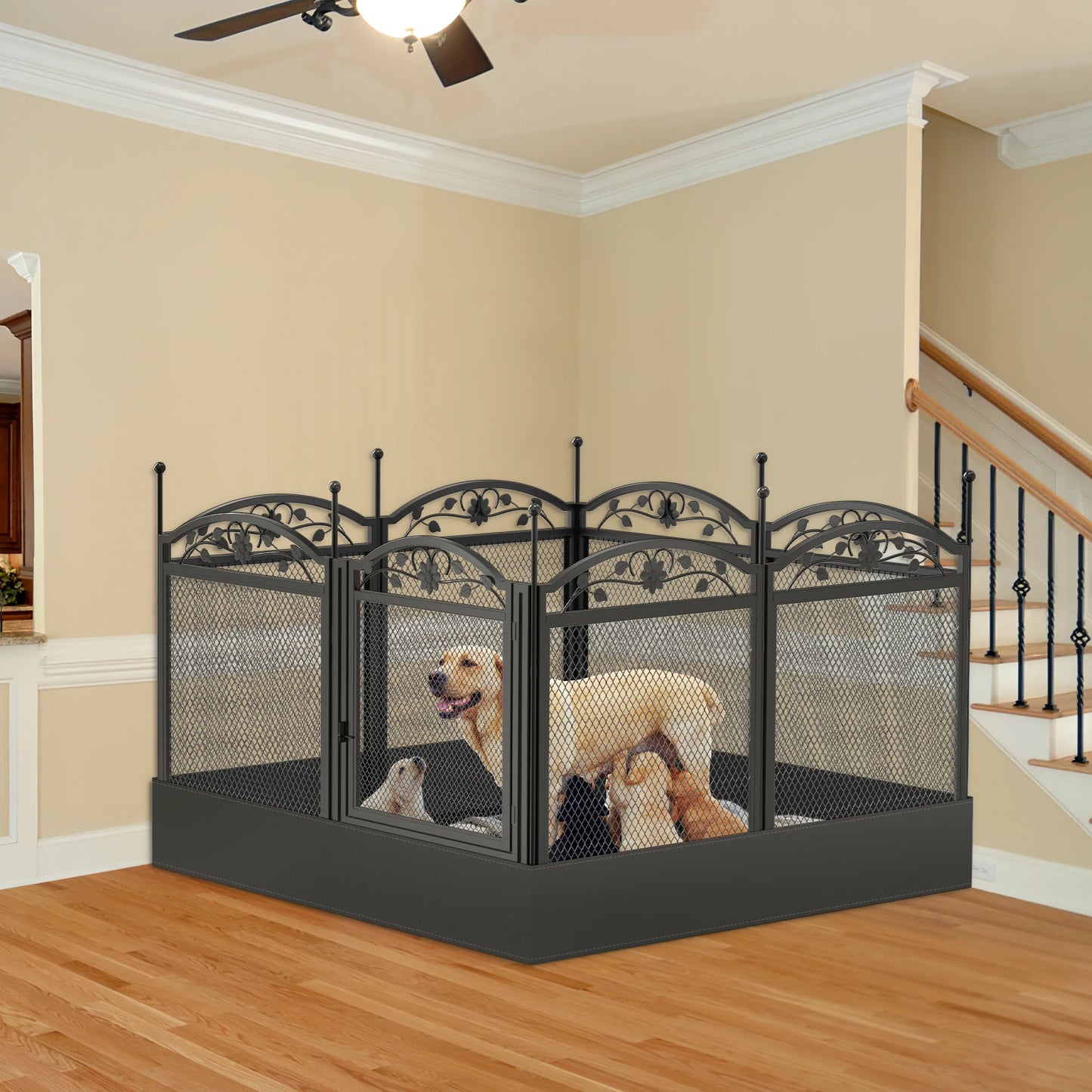 Heavy Duty 8 Panel Dog Playpen Outdoor Indoor Metal Fence With Waterproof Pad