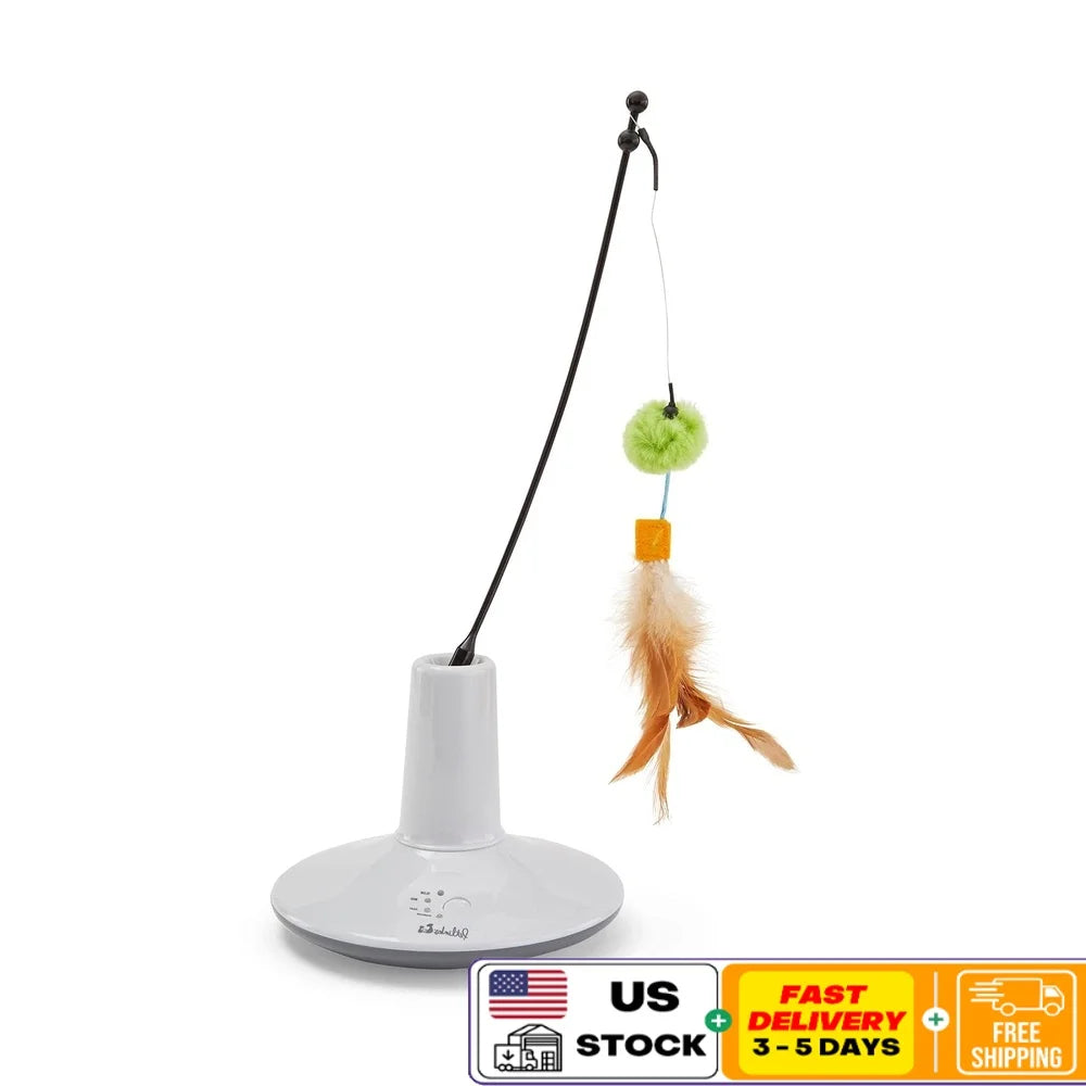 Interactive Electronic Motion Cat Toy with Rechargeable Plush Feathers