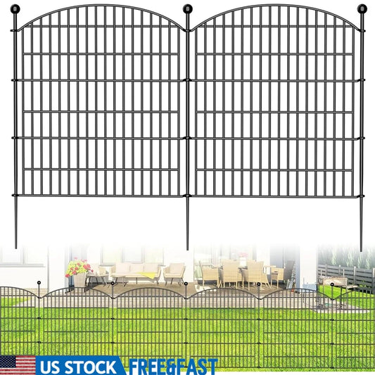 10 Panel No Dig Garden Fence 32 Inch High Rustproof Metal Dog Barrier 236 Feet