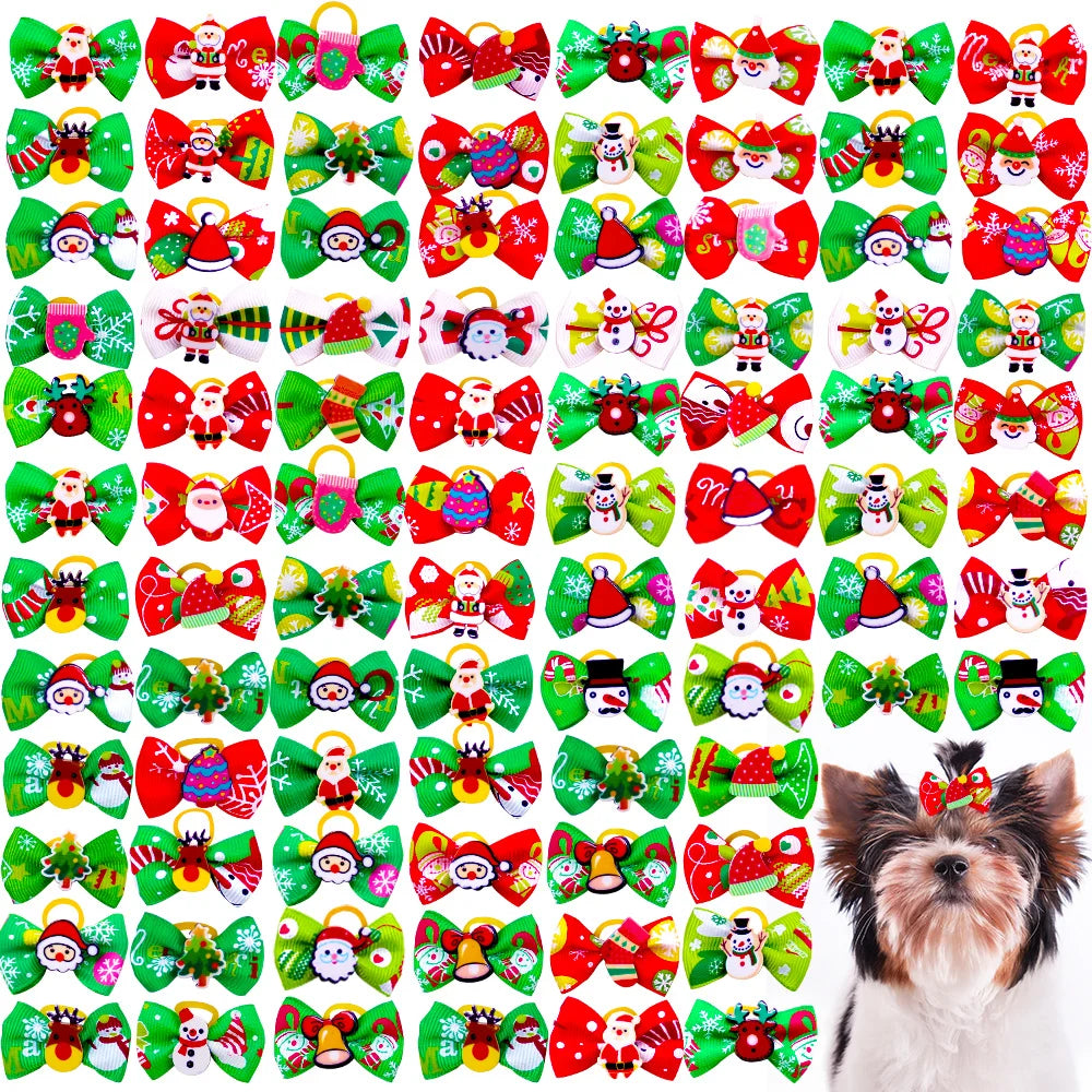 Puppy Bows Christmas Hair Accessories For Small Dogs 10 20 30 Pack