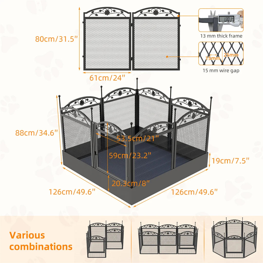 Heavy Duty 8 Panel Dog Playpen Outdoor Indoor Metal Fence With Waterproof Pad
