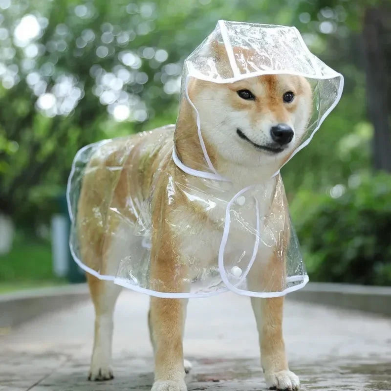 Transparent Hooded Dog Raincoat Poncho For Small Dogs Outdoor Use