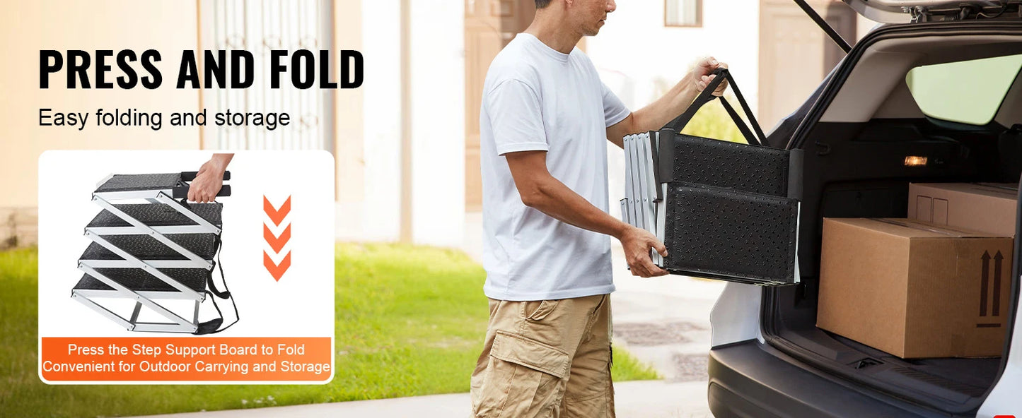 SucceBuy Car SUV Truck Dog Stairs Folding Portable Aluminum Pet Steps 150 Lbs