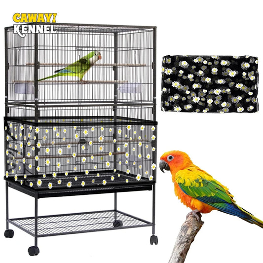 Adjustable Bird Cage Net Cover Soft Skirt Guard for Round and Square Cages