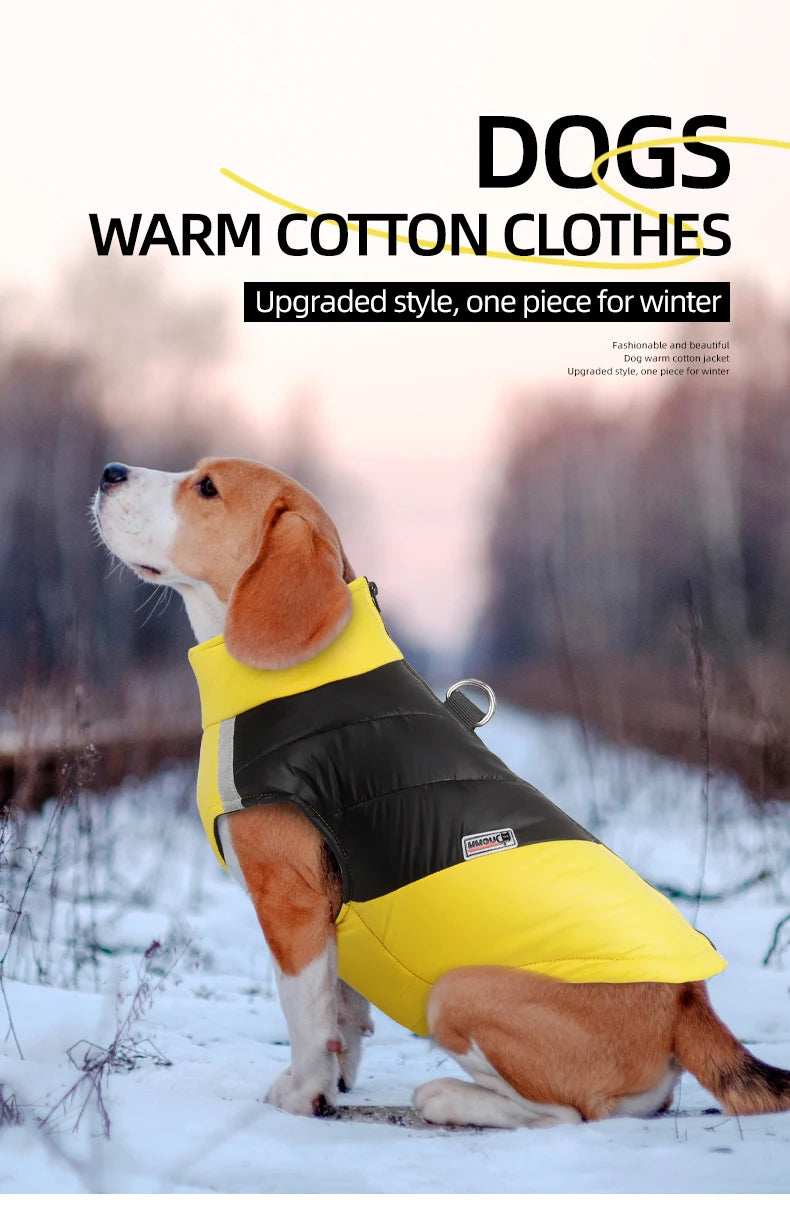 Winter Dog Cotton Coat With Reflective Stripe Harness For All Sizes