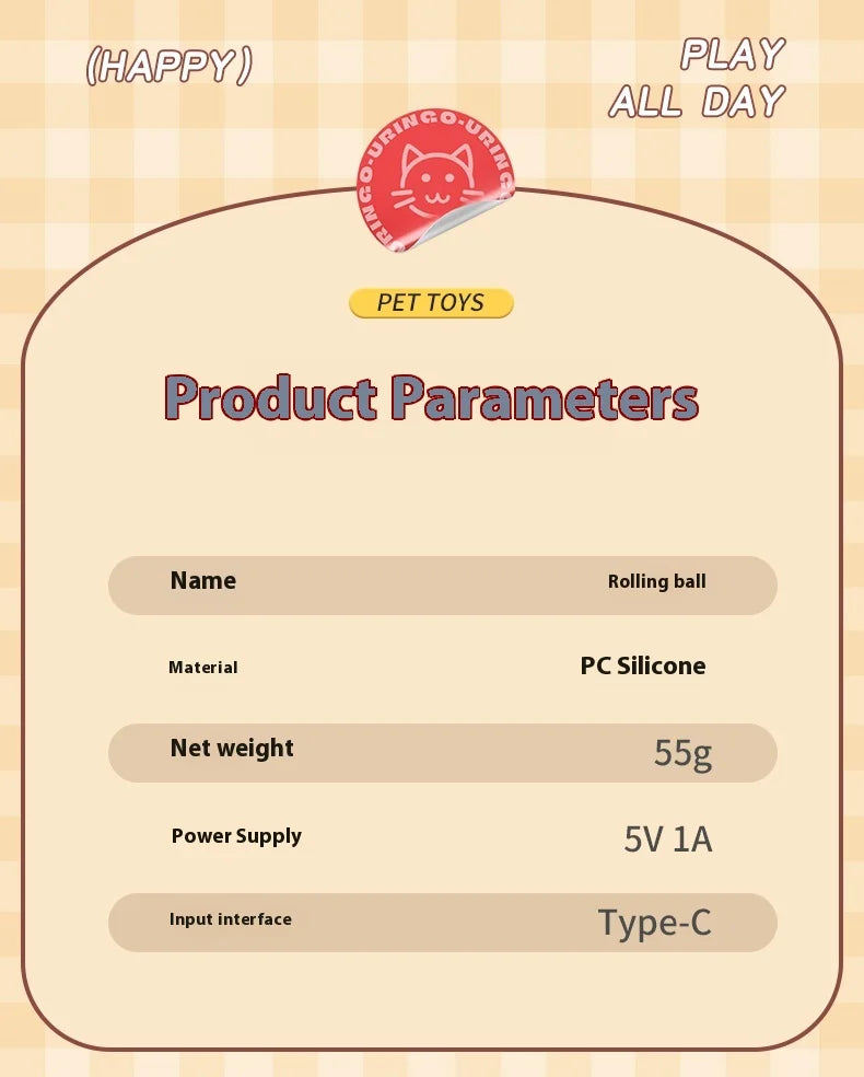 2 Pack Cat Interactive Ball Toys Automatic Rolling Ball Rechargeable Toy Cats