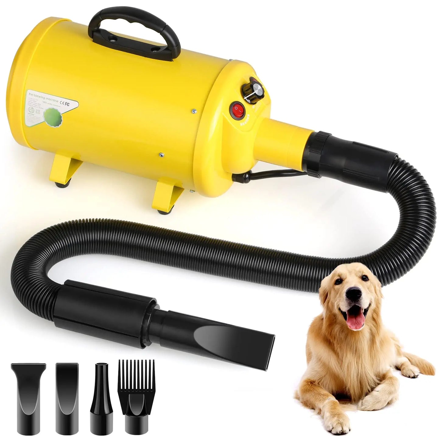 Dog Hair Dryer For Large Dogs Pet Grooming Blower With Heat And Adjustable Speed