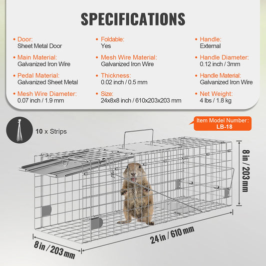 SucceBuy Live Animal Cage Trap for Stray Cats Rabbits and Rodents