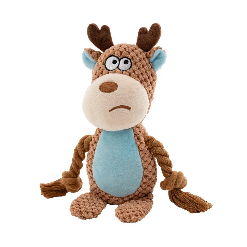 Indestructible Plush Dog Chew Toy With Squeaker And Rattle