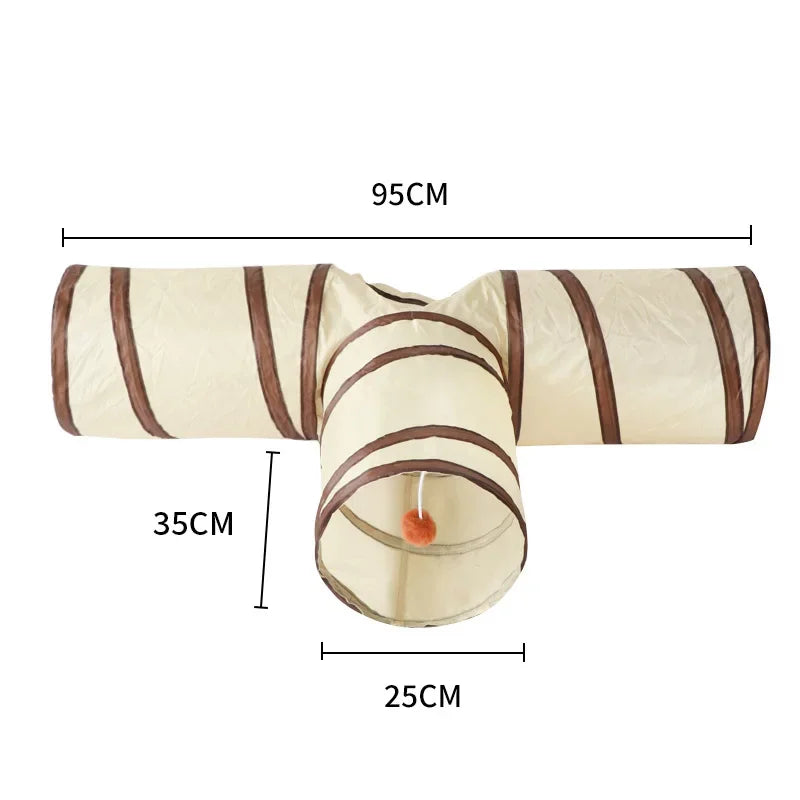 Long Cat Play Tunnel T Y Shaped Foldable Interactive Indoor Toy