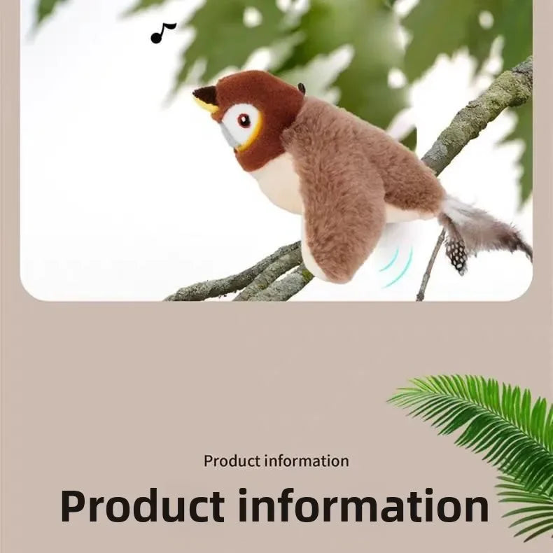 Catnip Interactive Squeaky Plush Bird Toy USB Rechargeable for Cats