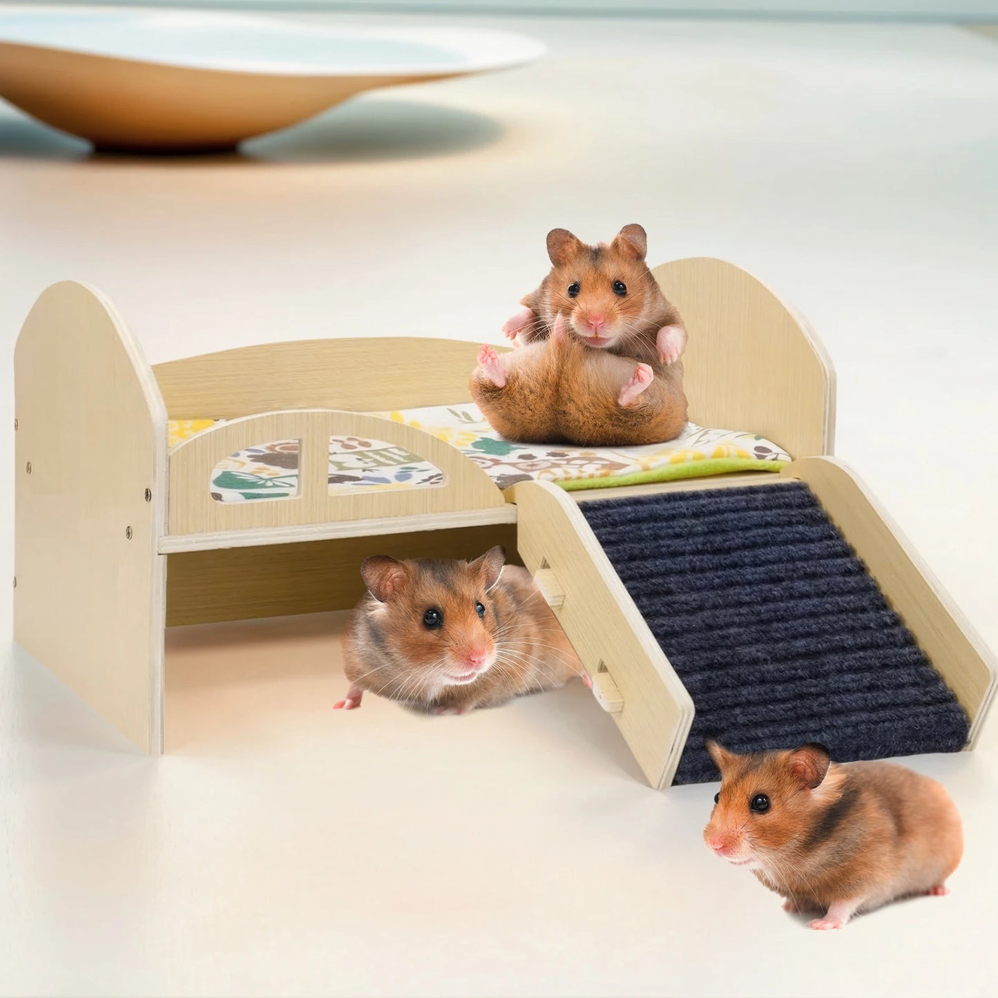 Wooden Multi Level Hideout Platform For Small Pets Guinea Pigs Hamsters Rabbits