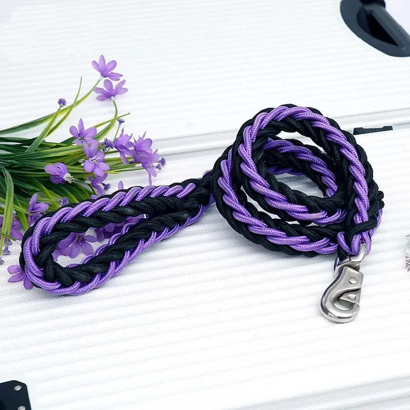 Heavy Duty Nylon Braided Dog Leash For Large Dogs Durable Walking Lead