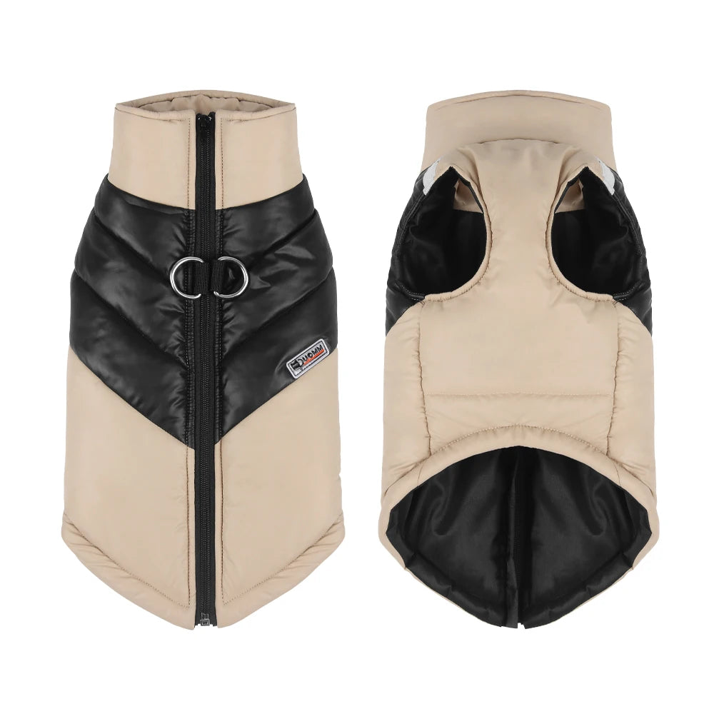 Winter Dog Cotton Coat With Reflective Stripe Harness For All Sizes