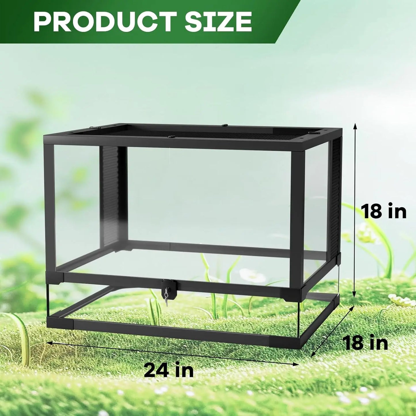 Glass Reptile Terrarium With Top And Side Ventilation Double Hinge Door