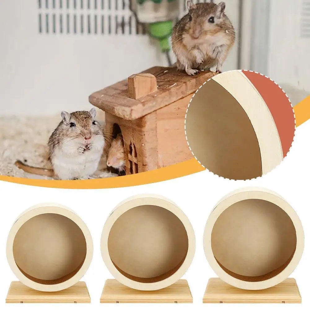 Golden Bear Mute Wooden Hamster Running Wheel with Cork Pad Roller