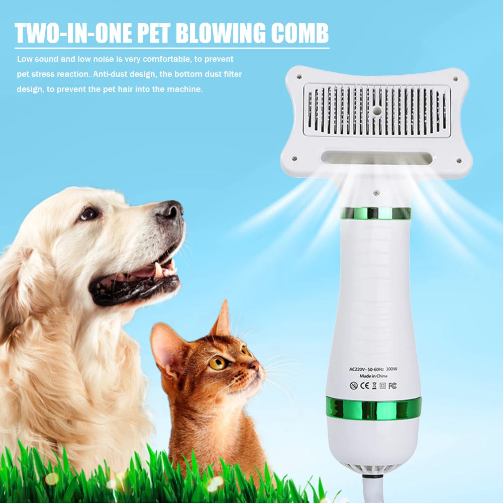 2 In 1 Dog Hair Dryer Comb Pet Grooming Tool With Adjustable Temperature