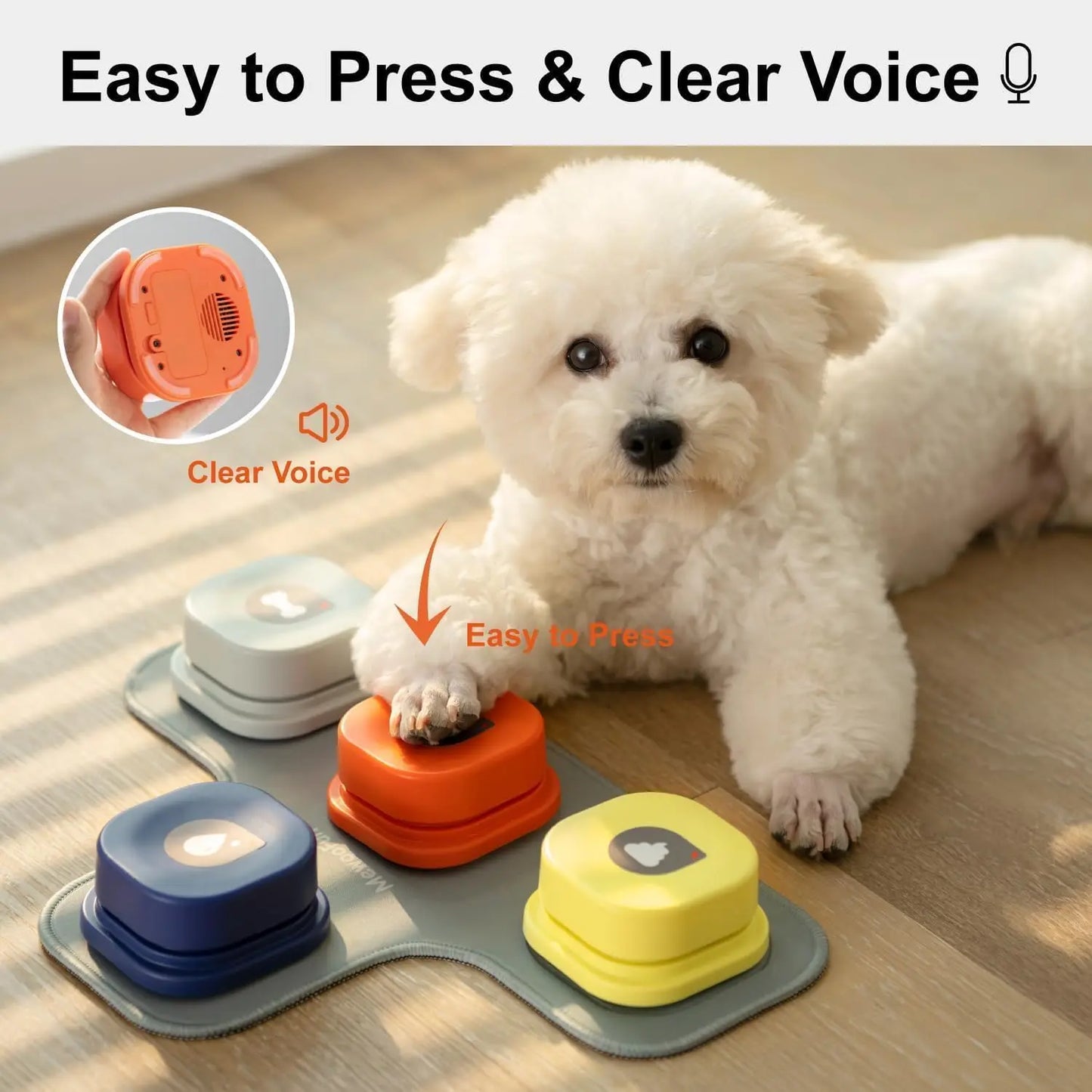 Mewoofun Recordable Dog Talking Buttons with Rubber Mat for Training