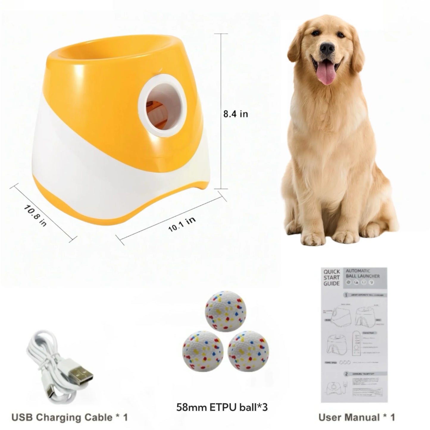 Automatic Dog Ball Launcher USB Rechargeable Chase Toy For Dogs