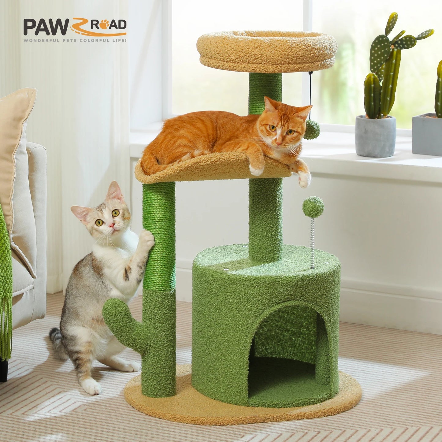Flower Cat Tree For Indoor Cats With Sisal Scratching Post Plush Perches