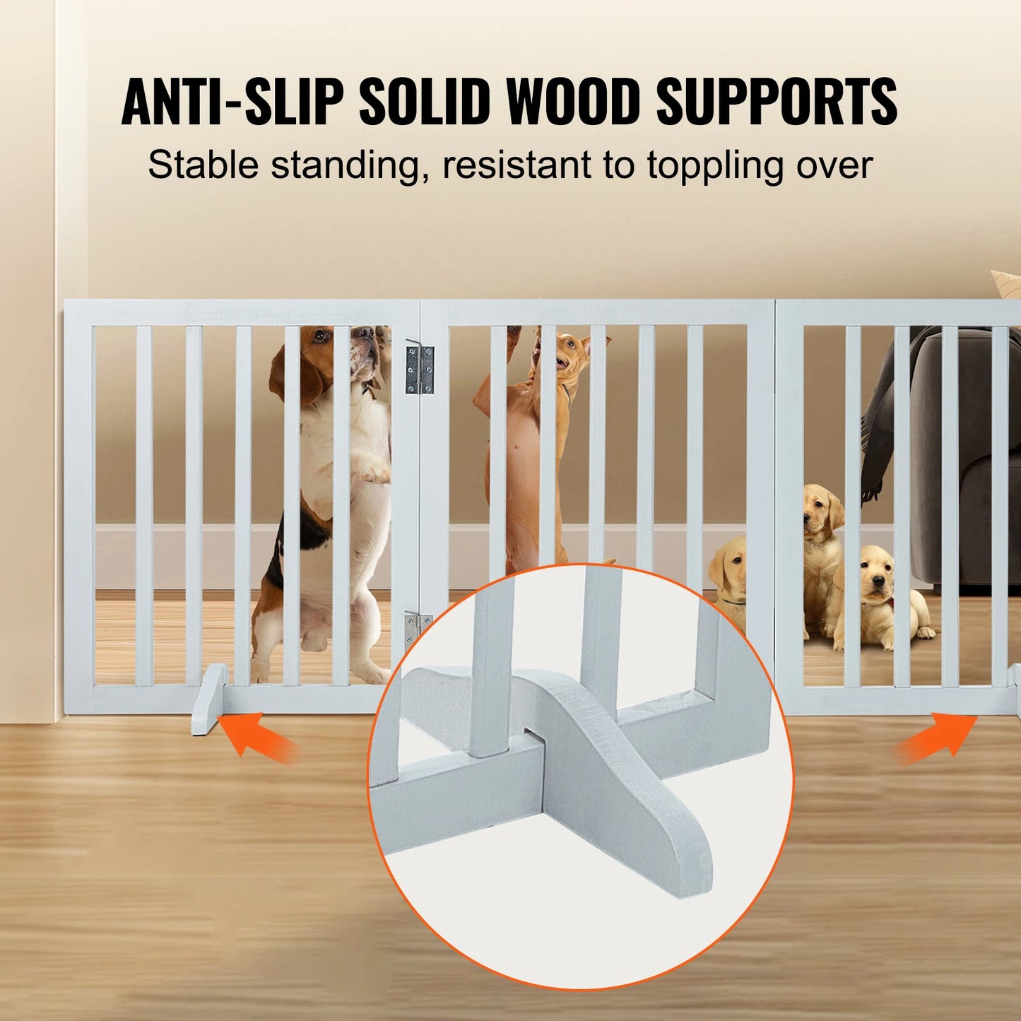 SucceBuy Free Standing 3 Panel Dog Gate for Narrow Passages Foldable Barrier